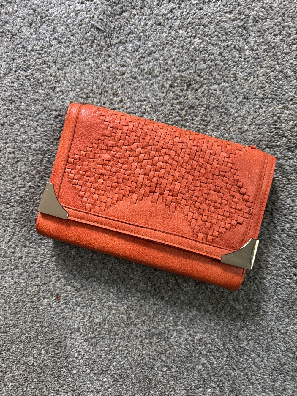 Woven Accent Orange Women's Clutch Wallet